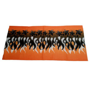 Orange Black Bandana Flames Face Mask Neck Gaiter Do Rag Halloween Costume